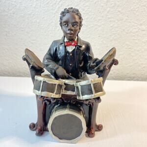 African American Jazz Drummer Musician Figurine